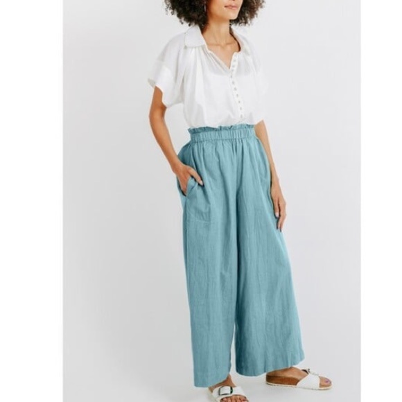 MIRTH Kerala Short Sleeved Blouse Button Down White Pinstripe XSMALL NEW NWT - Picture 11 of 14